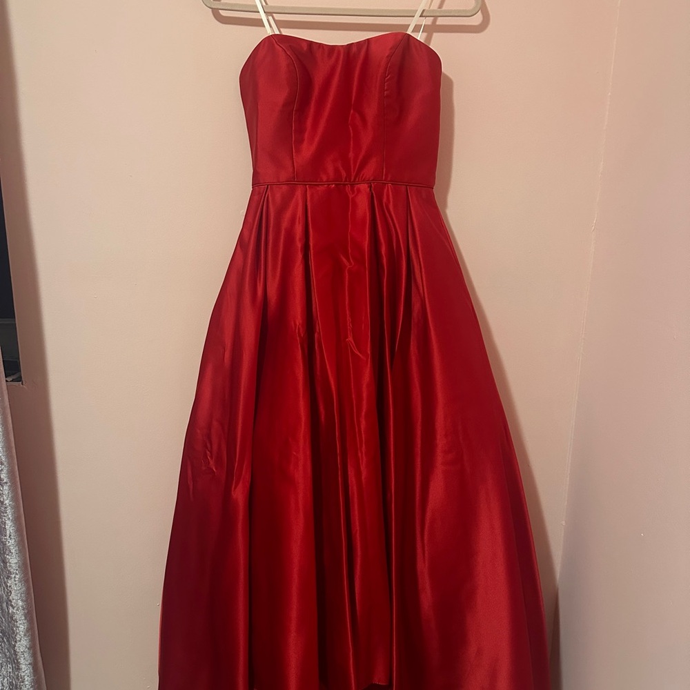 Macy's Red Strapless Satin Cocktail Dress